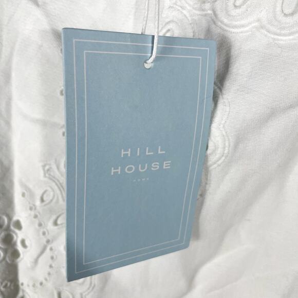 Hill House Mila Dress White Linen One Shoulder Eyelet Long Sleeve Sz M - Picture 8 of 11